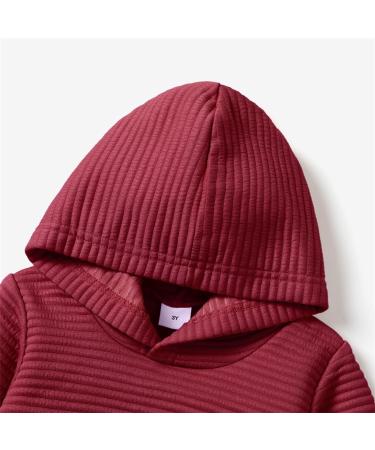 PatPat Toddler Hoodie | Solid Textured Hooded Sweatshirt for Boys & Girls | 4-5 Years | Burgundy - Buy Online on GoSupps.com