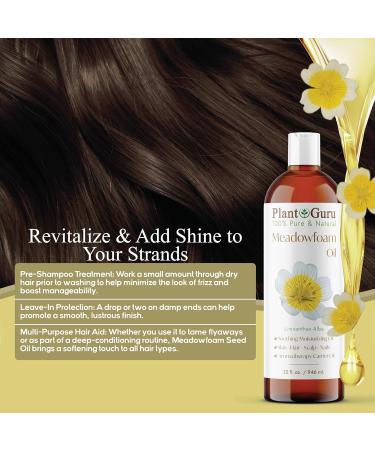 Plant Guru Meadowfoam Oil 8 fl. oz. Cold Pressed 100% Pure Natural Carrier Skin Face Body and Hair Moisturizer. Ideal for DIY Creams Lotions and Lip Balms - Buy Online on GoSupps.com