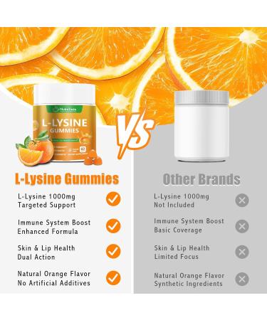 L-lysine Gummies 1000mg, Chewable Lysine Supplement with Vitamin C, D3, K2 & Zinc, Enhance Immunity, Lips & Skin Health, Collagen Growth, Sugar-Free, Gluten-Free, 60 Count (Pack of 2) - Buy Online on GoSupps.com