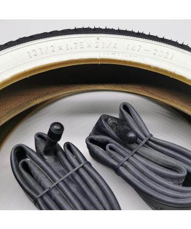 Duro 2x 12-Inch White Wall Tires + AV Hose | 12 1/2 x 1.75 x 2 1/4 | 47-203 Blanket Coat Stroller Bike Buggy Roller | Shop Internationally! - Buy Online on GoSupps.com