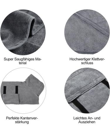 Quick-Drying Dog Wadry Coat | Absorbent Bath Towel Cape for Large & Medium Dogs | Adjustable Collar & Waist Gray (L) - Buy Online on GoSupps.com