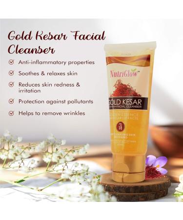 Nutriglow Gold Kesar Face Wash for Deep Cleansing and Radiant Skin Tan Removal Skin Tightening Non Foaming Face Wash All Skin Types Sulphate Free 65 Ml Each Pack of 2 - Buy Online on GoSupps.com