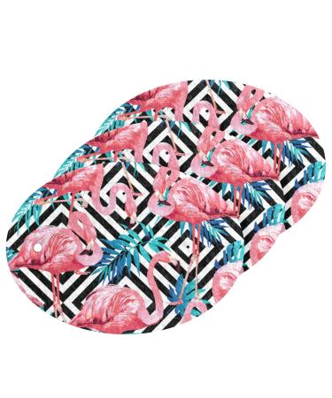 3-Pack Cleaning Kitchen Sponges Oval Tropical Pink Flamingo Stripes Kitchen Cellulose Dishwashing Wood Pulp Cotton