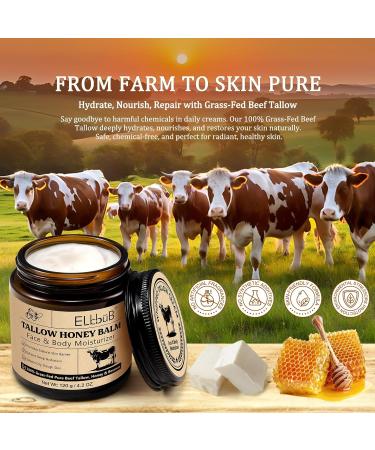  WANFAER Beef Tallow Face Cream 120g Beef Tallow for Skin Care Tallow Balm and Organic Honey 100% Natural for Face and Body Suet Face Cream Deep Hydration Soothes - Buy Online on GoSupps.com