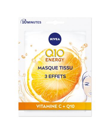 NIVEA Q10 ENERGY Sheet Mask (1 piece) Nourishing Anti-Aging Face Mask with Coenzyme Q10 & Vitamin C Facial Care for Radiant and Visibly Younger Skin