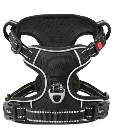 Heele dog harness breast harness for dogs running harness dog with lockable snap lock adjustable reflective dog harness open on the neck anti-train dog harness black XL XL-breastfall: 53-97cm lock-black black - Buy Online on GoSupps.com