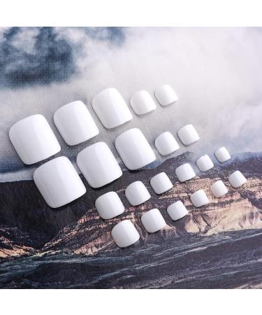 48 Fake Toe Nails Matte White Full Cover | 12 Sizes Press On Acrylic Foot Nails - Nail Salon & DIY Nail Art - Buy Online on GoSupps.com
