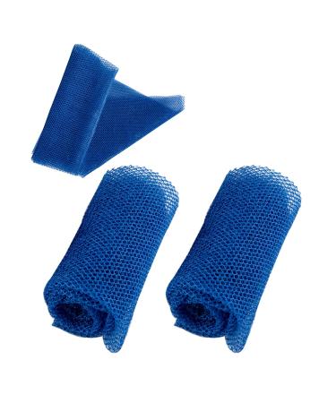 HONG 111 African Net Sponge Bathing Sponge  2 Pieces African Body Exfoliating Long Net Exfoliating Shower Body Scrubber Back Scrubber Skin Smoother for Daily Use (Blue)