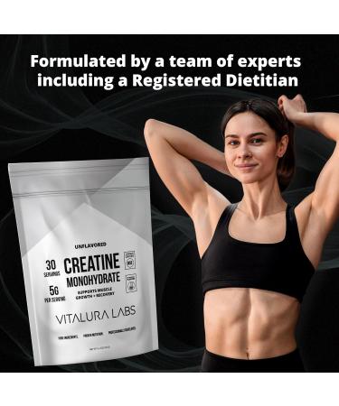 Vitalura Labs Pure Creatine Monohydrate - Unflavored Muscle Growth & Recovery Powder - NSF Certified - 30 Servings - Shop Internationally - Buy Online on GoSupps.com