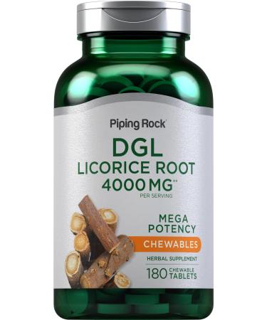 Piping Rock DGL Licorice Chewable Tablets | 180 Count | Mega Potency Deglycyrrhizinated | Herbal Extract Supplement | Vegetarian Non-GMO