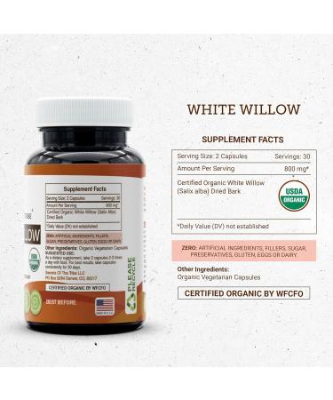 Secrets of the Tribe White Willow - USDA Organic Supplement 60 Vegetarian Capsules - Natural Pain Relief & Anti-Inflammatory - Buy Online on GoSupps.com