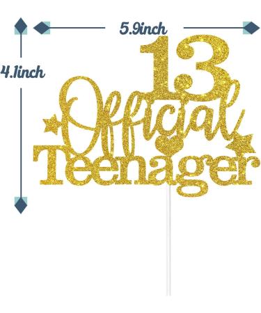 Tenhaisi Glittery Gold 13 Official Teenager Cake Topper Boys and Girls 13th Birthday Party Supplies - Cheers to 13 Years - 13 Cake Toppers for Boys - Thirteen Years Old Birthday Party Decor - Buy Online on GoSupps.com