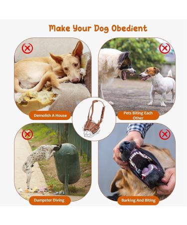 PETCUTE Dog Muzzle | Durable Anti-Biting & Barking Basket Muzzle for Safety | Metal Muzzle - Brown - Buy Online on GoSupps.com