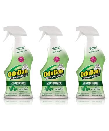 OdoBan Ready-to-Use 32 oz Spray, Original Eucalyptus Scent - Odor Eliminator, Disinfectant, Flood Fire Water Damage Restoration, Pack of 3 3 Sprays