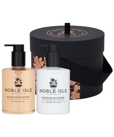 Noble Isle Hand Care Gift Set | Top-selling Rhubarb Hand Wash and Hand Lotion Gift Set for Women & Men | Natural Vegan Friendly Real Perfume Britain In A Bottle | Made in the UK - 2x 250ml