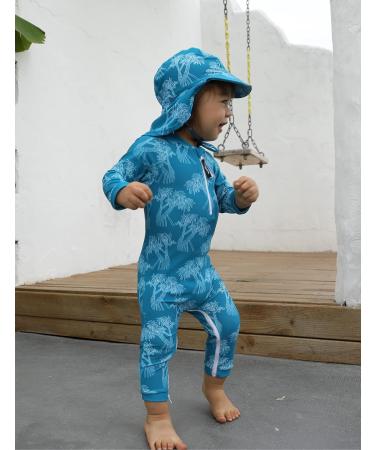 weVSwe Baby Toddler Boy Swimsuit UPF 50+ Sun Protection Rash Guard with Crotch Zipper - Palm Tree Design | 12-18 Months - Buy Online on GoSupps.com
