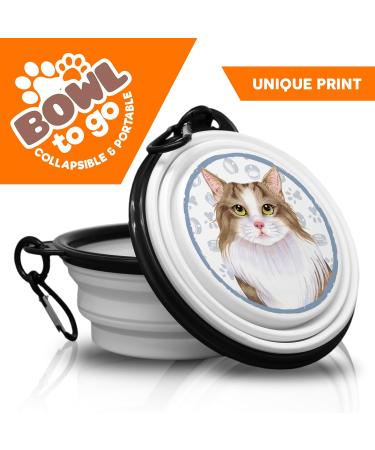 Norwegian Forest Cat Portable Drinking Bowl - Foldable Pet Bowl with Carabiners for Travel | Unique & Handy Design - Buy Online on GoSupps.com