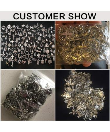 YUEAON 300pcs Charms for Jewelry Making - Craft Supplies Kit for Bracelet, Necklace, Earring - Wholesale Tibetan Silver Accessories - Buy Online on GoSupps.com