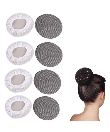 YZSZ 8 pieces girl hair net invisible hairline dutt hairline set knot -wing hairstyle aid hair network dutt reusable easy to wear light and breathable for ballet dance dance nurse