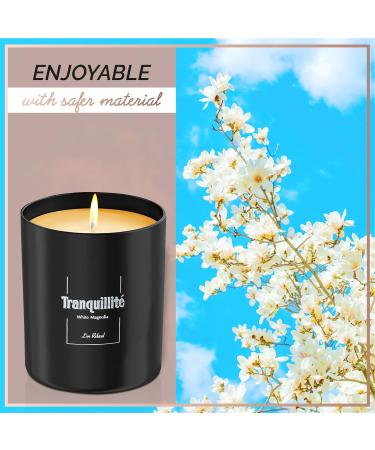 Relaxd Premium White Magnolia Scented Soy Wax Candle - Tranquility Aromatherapy Essential Oil - Long Lasting Hand Poured Candle - Buy Online on GoSupps.com