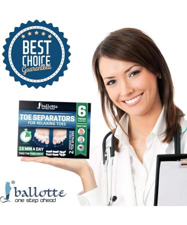 Ballotte Premium Toe Spacers (White 6 Pack) | Toe Separators for Feet - Toe Spreader & Foot Stretcher | Big Toe Straightener Bunion Corrector and Hammer Toe Corrector for Men and Women Toe Separator - 6 Pack - Buy Online on GoSupps.com