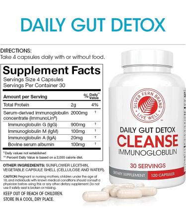 Silver Fern Cleanse - Daily Gut Detox with IgG, IgA, and IgM - 120 Capsules - 30 Day Supply - Buy Online on GoSupps.com