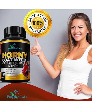 Horny Goat Weed 1590mg Extra Strength with Maca, L-Arginine, Ginseng - Boost Performance, Stamina, Energy - Non-GMO - 60 Capsules - Buy Online on GoSupps.com