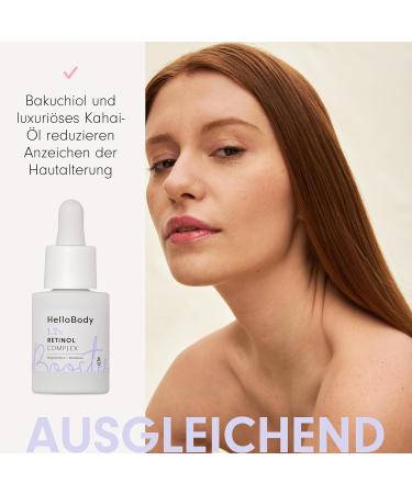  HelloBody HelloBody 1.2% Retinol Complex Booster (15 ml) - The Regenerating and Firming Beauty Elixir - Anti-aging skincare with retinol bakuchiol and luxurious kahai oil - Buy Online on GoSupps.com