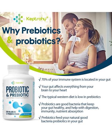 300 Billion CFU Probiotics for Women and Men | 12 Strains Probiotics with Organic Prebiotics | Digestive & Gut Health Support | Immune Boost | 60 Capsules - Buy Online on GoSupps.com