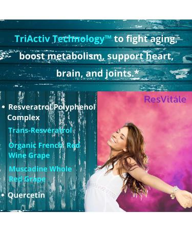ResVitale Resveratrol 500mg - Anti Aging Antioxidant Supplement with Grape Extract & Quercetin - 60 Veggie Caps - Buy Online on GoSupps.com