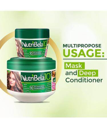Nutribela Hair Mask: Restorative Treatment for Damaged Dry Hair with Avocado, Argan, Collagen, Coconut Oil, Keratin, Aloe Vera, Vitamin E, Shea Butter, Macadamia - Deep Conditioning for Curly Frizzy Hair - Buy Online on GoSupps.com