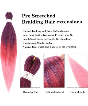 Beyond Beauty 8 Packs Pre Stretched Braiding Hair Synthetic Yaki EZ Braiding Coi Leray Braids Knotless Braiding Hair Extensions Pre Stretched Hot Water Setting Crochet Braids 26Inch(Purple-Red-Pink) 8Packs-26Inch Purple-Red-Pink - Buy Online on GoSupps.com