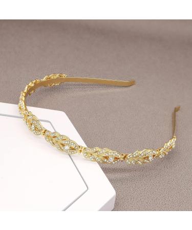 Oriamour Rhinestone Crystal Flower Wedding Headband in Gold - Bridal Headpiece - Buy Online on GoSupps.com