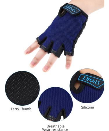 Buy 3 Pairs Children's Half-Finger Sport Gloves - Slipproof Gel Cycling Gloves (Ages 6-10) - Blue Gray Camouflage Black - Buy Online on GoSupps.com