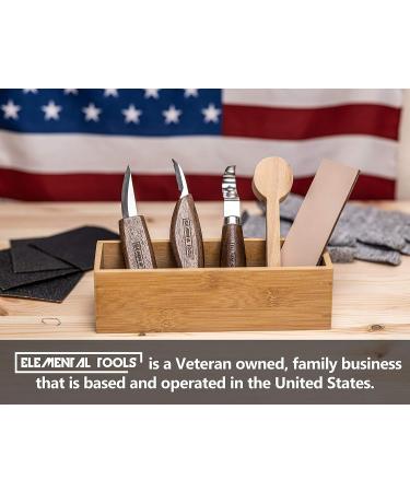 Elemental Tools 9pc Wood Carving Tools Set - Hook Carving Knife  Whittling Knife  Detail Wood Carving Knife For Spoon  Bowl  Kuksa Cup Or General Woodwork - Bonus Cut Resistant Gloves And Bamboo Box - Buy Online on GoSupps.com
