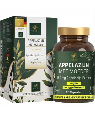 Vitactiv Natural Nutrition VITACTIV Apple cider vinegar capsules high dose 90 pieces 150 mg apple cider vinegar extract 1500 mg powder only 1 capsule per day Apple Cider Vinegar Capsules with vinegar nut vegan without