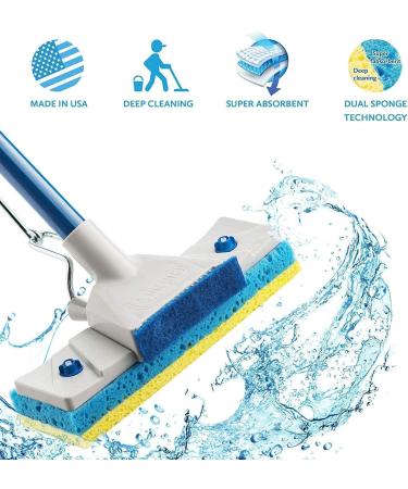 Quickie Sponge Mop Refill Set of 2 - Replacement Mop Pads 9X2.75 Inch - Made in USA with Eraser Cleaning Pad - Buy Online on GoSupps.com
