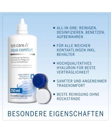 Eye.Care Contact Lenses Liquid with Hyaluron - 250ml Premium Care for Soft Lenses & Antibacterial Containers - International Shipping Available - Buy Online on GoSupps.com
