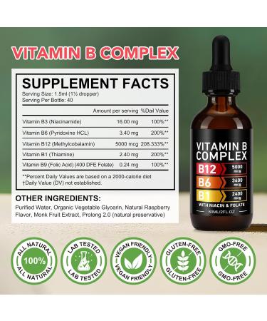 Frovetani Organic Vitamin B Complex Vitamin b Complex for Women Vitamin B Complex Liquid Vitamin B12 Methylcobalamin Vitamin b6 B1 B9 for Metabolic Health Support Vegan Non-GMO Gluten Free - Buy Online on GoSupps.com