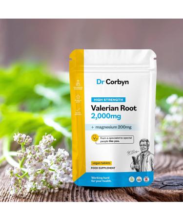 Dr Corbyn Valerian Root 2 000mg (240 Tablets) | High Strength Valerian Supplement with Magnesium 200mg | Inner Calm Support Sleep | Vegan & UK Made (Pack of 1) 240 count (Pack of 1) - Buy Online on GoSupps.com