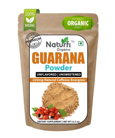 Naturfi Organic - Organic Guarana Powder - 1 000 mg Per Serv | 100 Grams / 3.5 Oz | Brazilian Herbal Extract Bulk Superfood Coffee Substitute Vegan Friendly