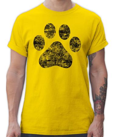 Shirtracer - T-Shirt Men - Gift for Dog Owners - High Five Dog Paw 4 Yellow 3XL Large Sizes