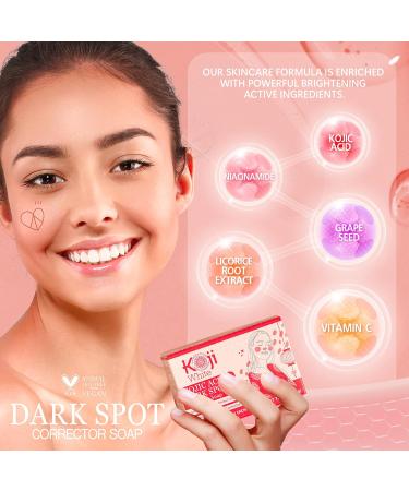 Koji White Facial Skin Care Set - Dark Spot Corrector Soap & Brightening Serum with Kojic Acid Niacinamide & Vitamin C - Vegan Moisturizer - Buy Online on GoSupps.com