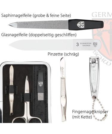Buy Three Swords Germany 6 pcs Manicure Set 'Genova' - Premium Synthetic Leather Nail Care Kit with Scissors Clippers and Tweezers - International Shipping Available - Buy Online on GoSupps.com