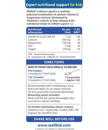 Wellkid Vitabiotics Calcium Liquid 150ml - Essential Child Nutrition - Buy Online on GoSupps.com