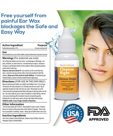 Cleanse Right Ear Wax Removal Drops - Safe & Easy-to-Use Ear Cleaner with Carbamide Peroxide - Ear Irrigation for Adults and Kids - 5 oz - Buy Online on GoSupps.com