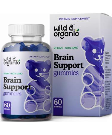 Wild  Organic Brain Booster Gummies - Natural Nootropic Dietary Supplement to Support Cognitive Function Sharpen Memory - Ashwagandha Bacopa Ginkgo Biloba Rhodiola Rosea DMAE - 60 Chewables - Buy Online on GoSupps.com