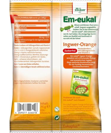 Em-eukal Ginger-Orange Sugar Free 75g Pack of 5 (5 x 75g) - Buy Online on GoSupps.com