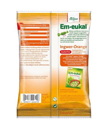 Em-eukal Sugar-Free Cough Drops Ginger-Orange 20x75g - International Shipping Available - Buy Online on GoSupps.com