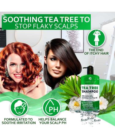 Tea Tree Oil Shampoo - Sulfate & Paraben Free Collagen & Keratin Enriched - Anti-Dandruff Ideal for Oily Hair Salon Quality Treatment for Men & Women - Buy Online on GoSupps.com